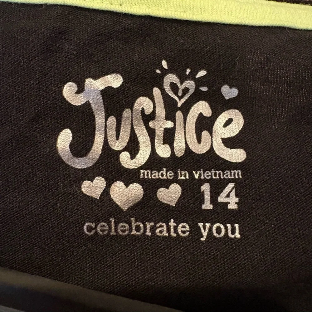 JUSTICE Girls Teens Black LOVE Fringe Beaded Tank Top Size 14